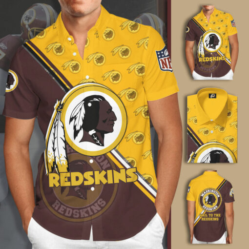 Washington Redskins 3D Short Sleeve Dress Shirt 02