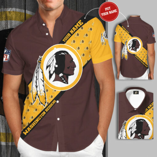 Washington Redskins 3D Short Sleeve Dress Shirt 03