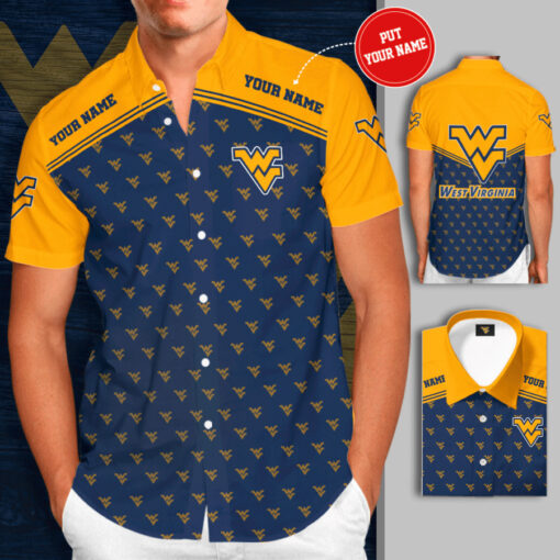 West Virginia Mountaineers 3D Short Sleeve Dress Shirt 03