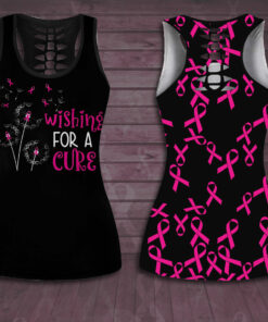 Wishing For A Cure Breast Cancer Awareness 3D Hollow Tank Top Leggings 01