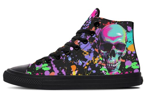abstract color splat skull high top canvas shoes