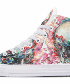 abstruse skull painting high top canvas shoes