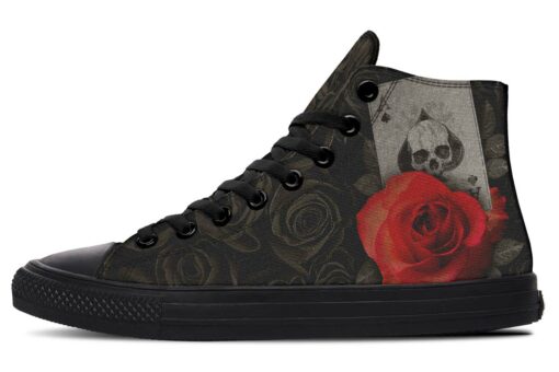 ace of spade and rose high top canvas shoes