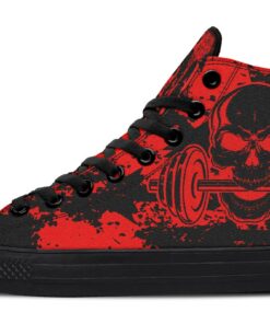 aggressive workout red high top canvas shoes