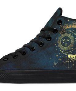 antique style crescent moon high top canvas shoes