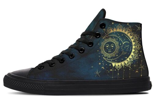 antique style crescent moon high top canvas shoes