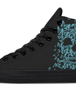 aqua butterfly skull high top canvas shoes