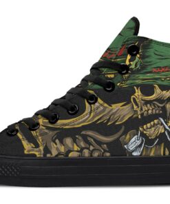 army skull green high top canvas shoes
