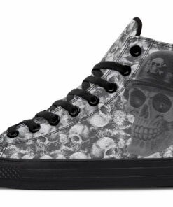 biker and skull high top canvas shoes