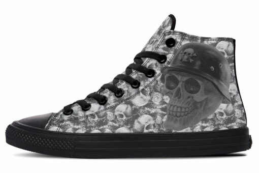 biker and skull high top canvas shoes
