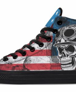 biker flag skull rider high top canvas shoes