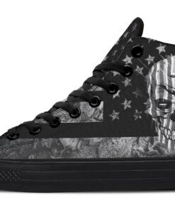 black and white skull flag high top canvas shoes