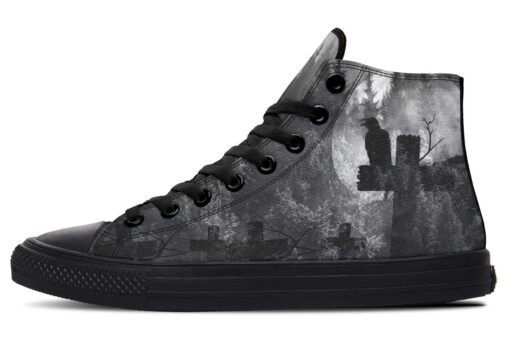 black crow perched and fir high top canvas shoes