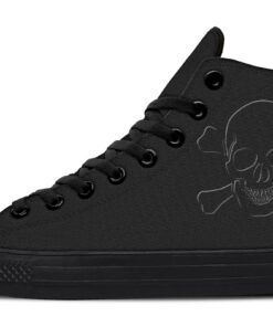 black skull high top canvas shoes