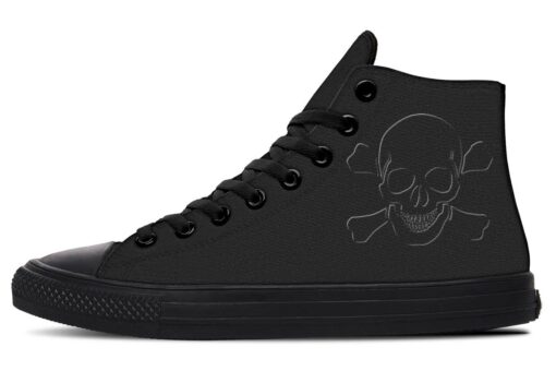 black skull high top canvas shoes