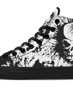 black splat skull high top canvas shoes