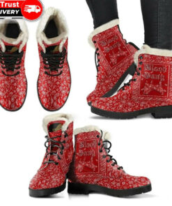 blood gang faux fur leather boots
