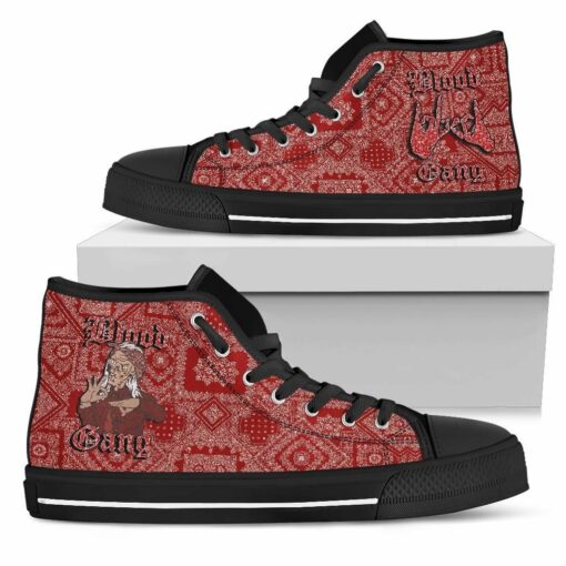 blood gang high top shoe red paisley