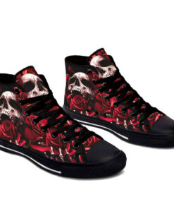 blood rose skull high top shoes