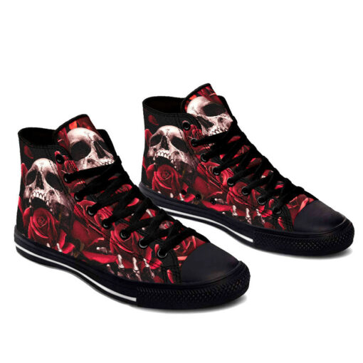 blood rose skull high top shoes