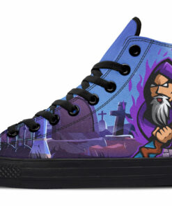 blue night in graveyard wizard high top canvas shoes