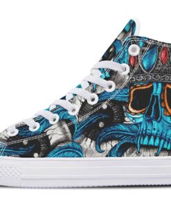 blue skull king high top canvas shoes