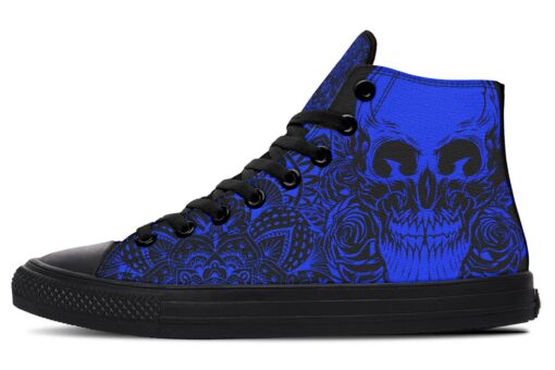 blue skull mandala high top canvas shoes