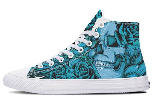 blue skull tattoo high top canvas shoes