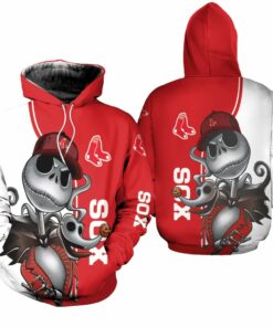 boston red sox jack skellington and zero 3d hoodie