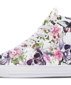 butterfly skull art high top canvas shoes