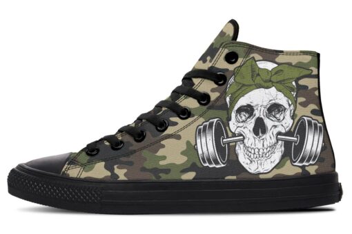 camo fitness high top canvas shoes