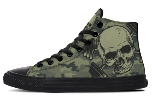 camo health and strenght high top canvas shoes