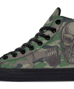 camo skull and weights high top canvas shoes