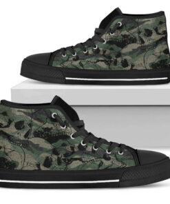 camouflage skull evil unisex high top canvas shoes