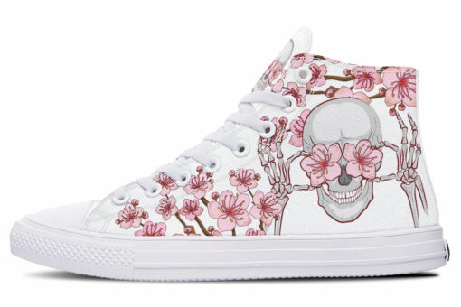 cherry blossom eyes skull high top canvas shoes