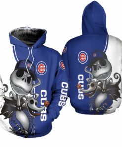chicago cubs jack skellington and zero 3d hoodie