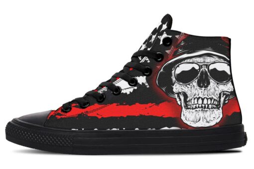chilling skull and stars high top canvas shoes