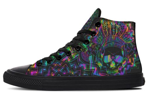 color explosion native american skull high top canvas shoes