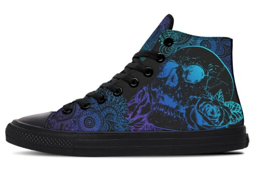 color rose and skull high top canvas shoes