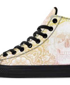 color skull and daisy flowers high top canvas shoes