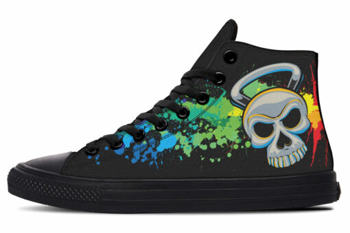 color splash skull kettlebell high top canvas shoes