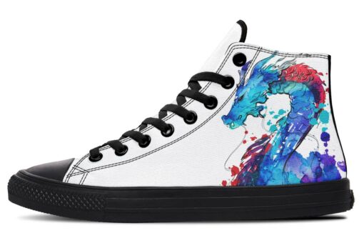 colorful dragon splatter high top canvas shoes