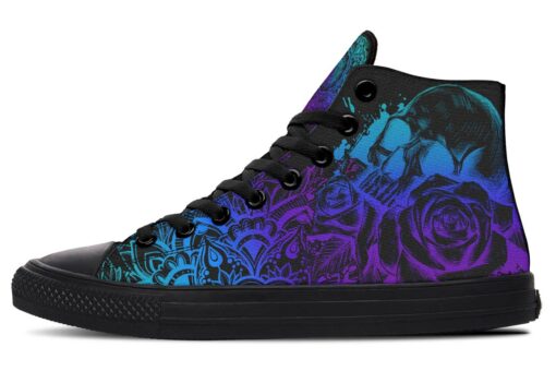 colorful mandala and skull high top canvas shoes