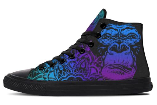 colorful monkey tattoo high top canvas shoes