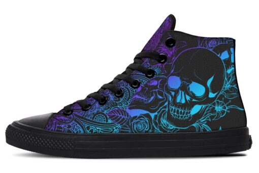 colorful rose and skull high top canvas shoes