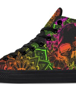 colorful skull and rose high top canvas shoes