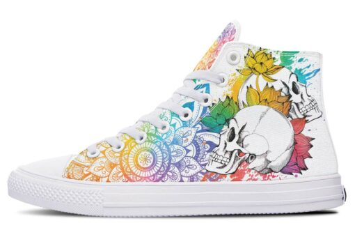 colorful splat skull party high top canvas shoes