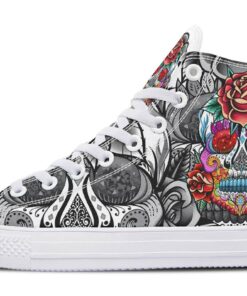 colorful sugar skull women high top canvas shoes
