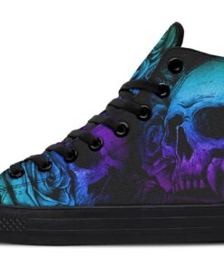 colorful tattoo skull high top canvas shoes