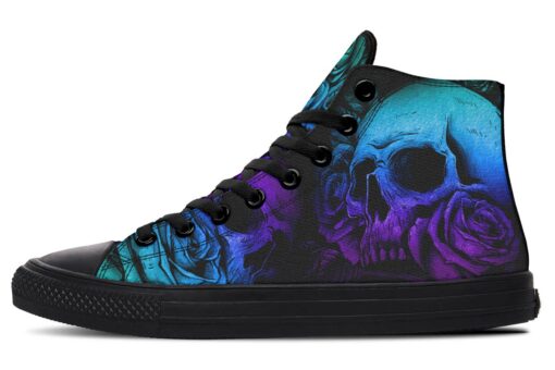 colorful tattoo skull high top canvas shoes